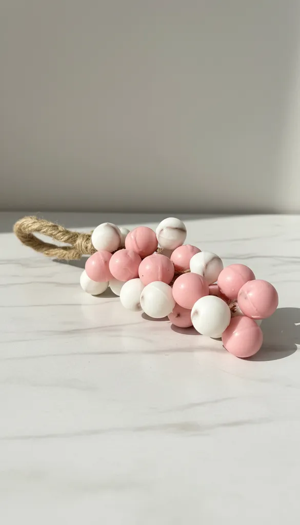 Pembe ve Beyaz Boncuklu Üzüm Salkımı Dekoratif Sabun - El Yapımı