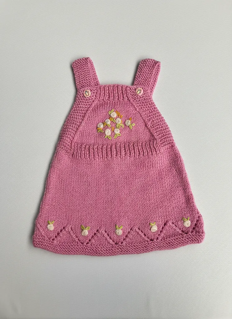 Pembe Kız Bebek Jile Elbise - Nakışlı, El Örgüsü