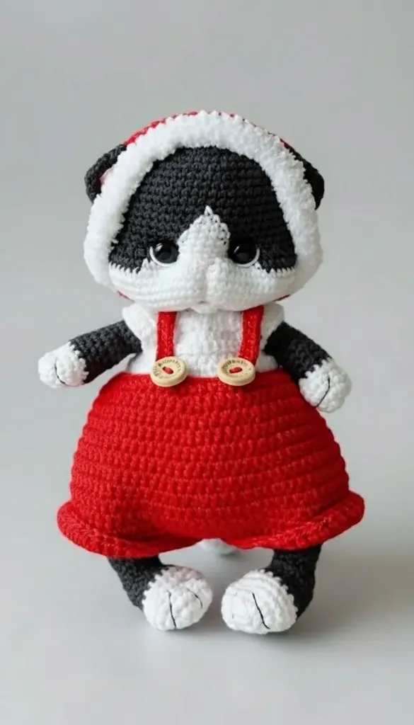 Yılbaşı Temalı Amigurumi Kedi Bebek Örgü Oyuncak - El Emeği