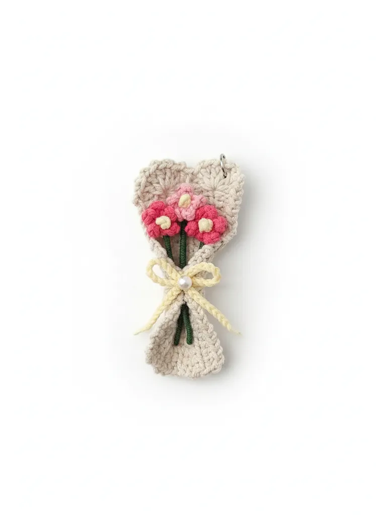 Örme Buket Anahtarlık - Çeşitli Renklerde Maskot Anahtarlık - El Yapımı