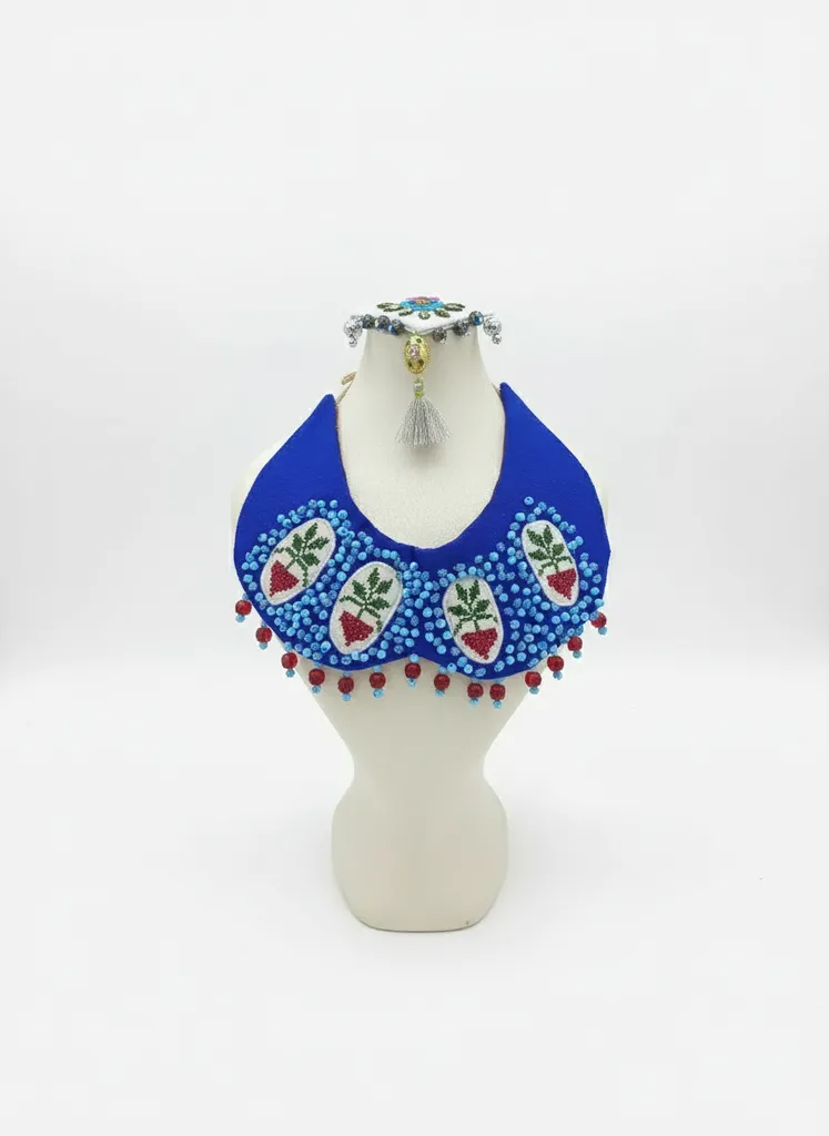 Mavi Otantik Boncuklu Kolye - El Yapımı ve İşlemeli Tasarım