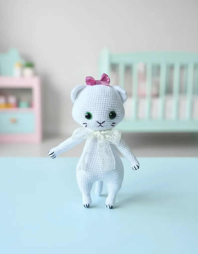 Amigurumi Beyaz Kedi Oyuncak - El Örgüsü Sevimli Kedi 60 Karakter