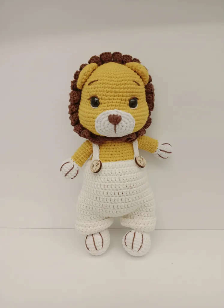 Sevimli Örme Aslan Amigurumi Oyuncak Bebek - El Emeği