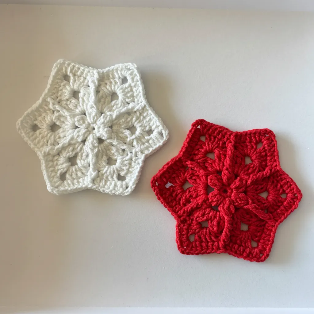 Yılbaşı Konseptli Yıldız Bardak Altlığı - Tığ İşi 2'li Set