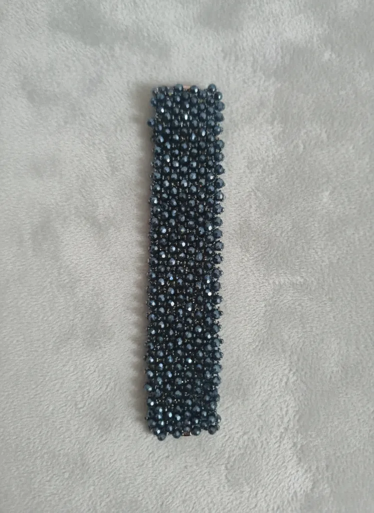 “El Yapımı Kristal Parıltı Bileklik – Siyah | Zarif Tasarım”