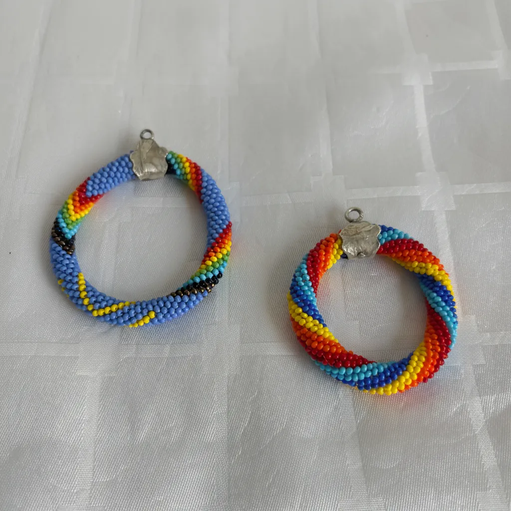 Boncuk İşlemeli Kolye Ucu - Hapishane İşi, Renkli, 2 Adet