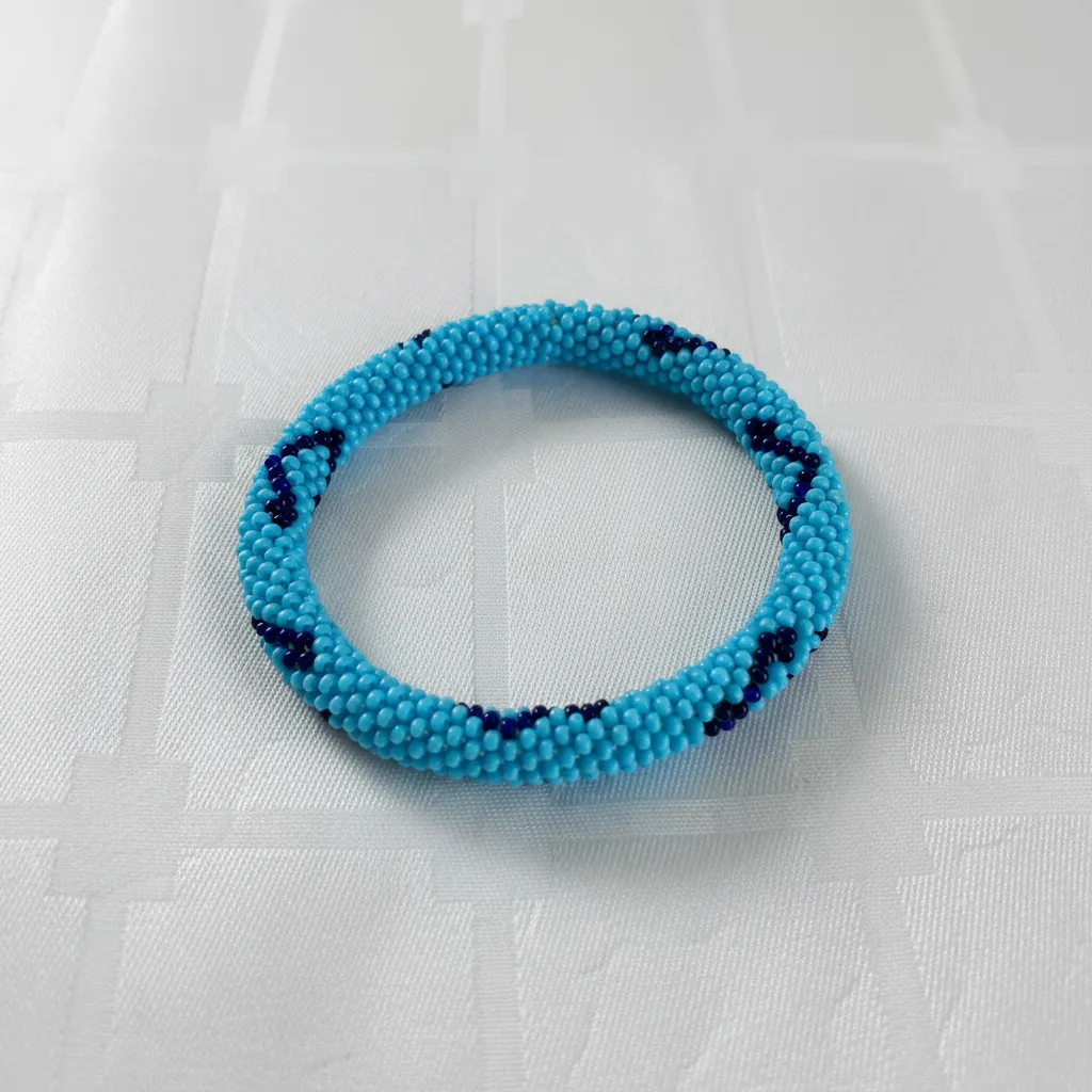 Mavi Boncuklu Hapishane İşi Çocuk Bilekliği Notalı Model