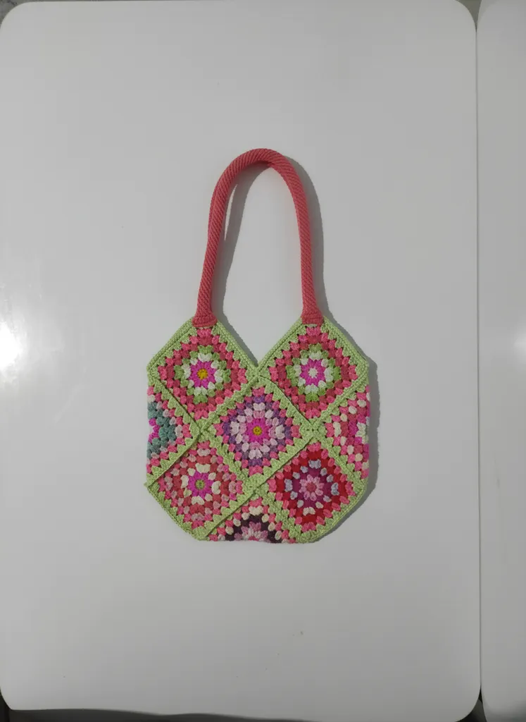 Motifli Örgü Bayan Çanta - Rengarenk Tasarım, El Emeği