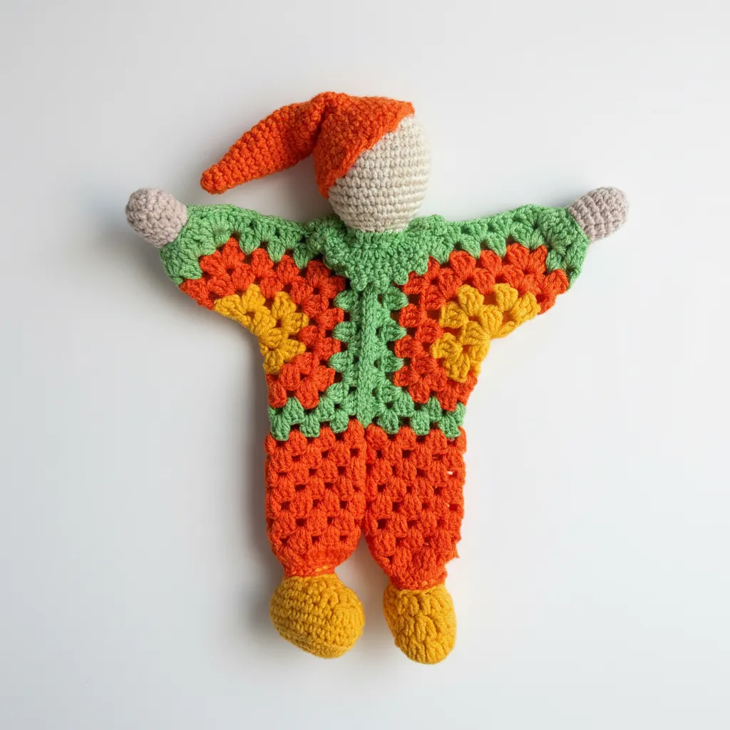 Örgü Bebek Uyku Arkadaşı - Turuncu Yeşil Sarı El Emeği Oyuncak
