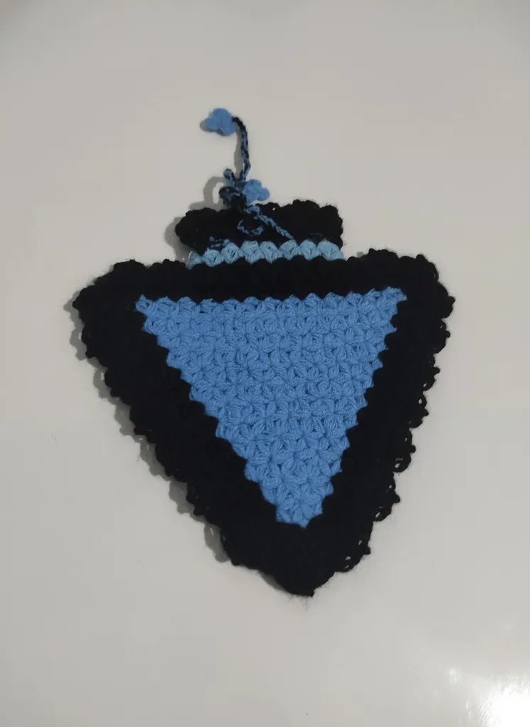 Mavi ve Siyah Renkli Örgü Lif Banyo Kesesi - El Emeği