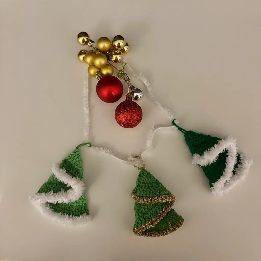 Yeşil Örgü Noel Ağacı Süsü - El Yapımı Yılbaşı Dekorasyonu