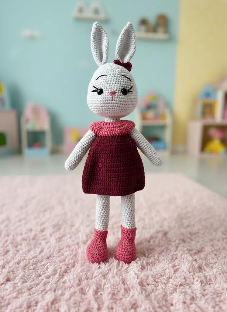 Amigurumi Kız Tavşan Uyku Arkadaşı - Pamuk İpinden El Emeği