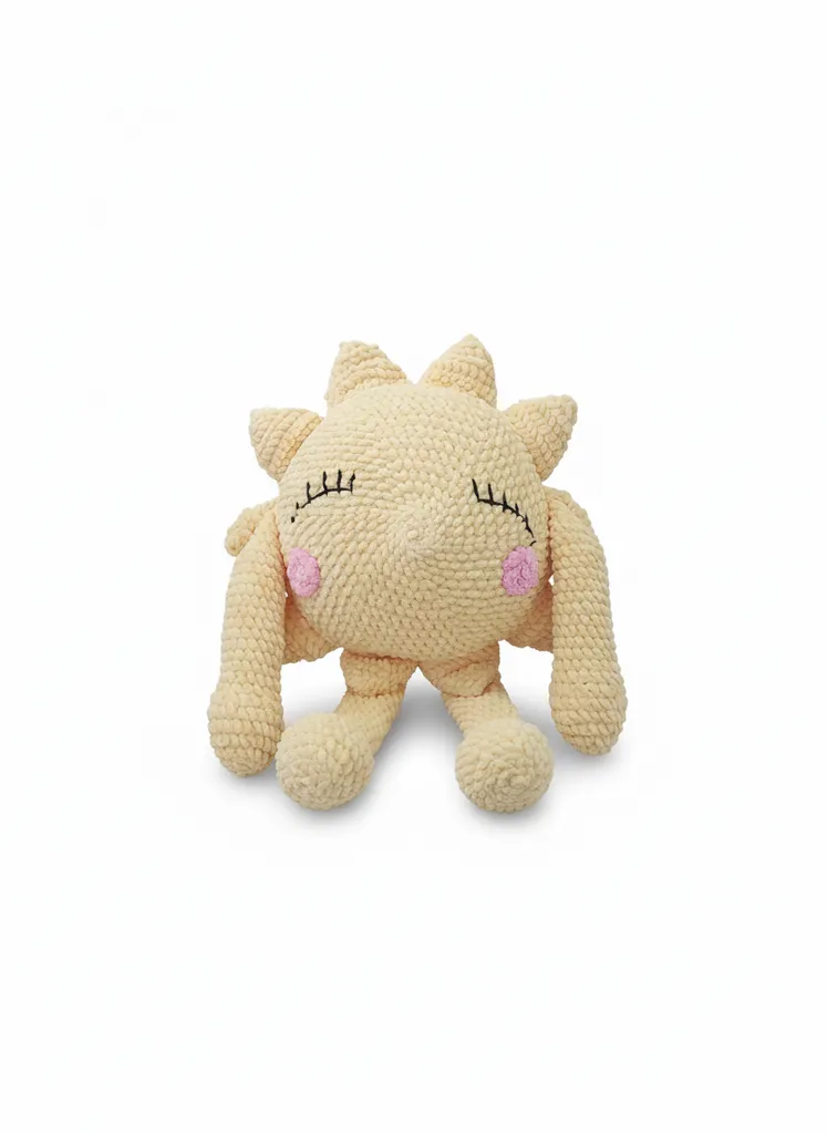 Sarı Kadife İpten Örme Güneş Oyuncak Bebek Odası Dekorasyon