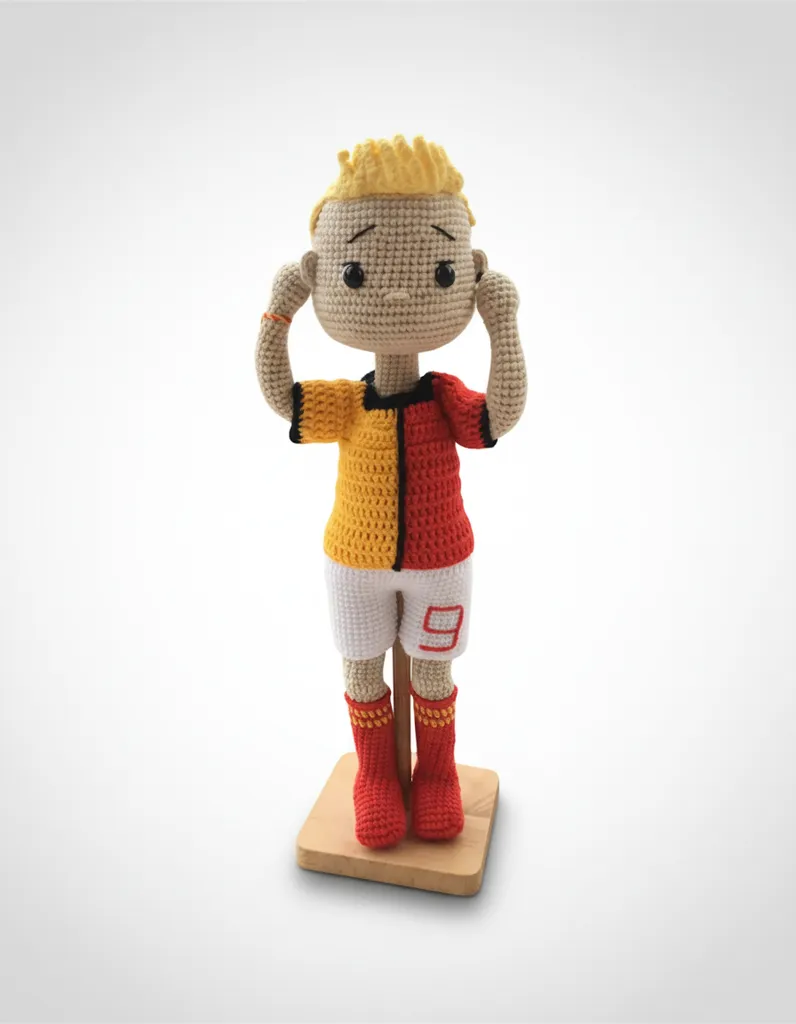 Amigurumi Icardi Futbolcu Örgü Oyuncak Bebek - 40 CM - El Emeği