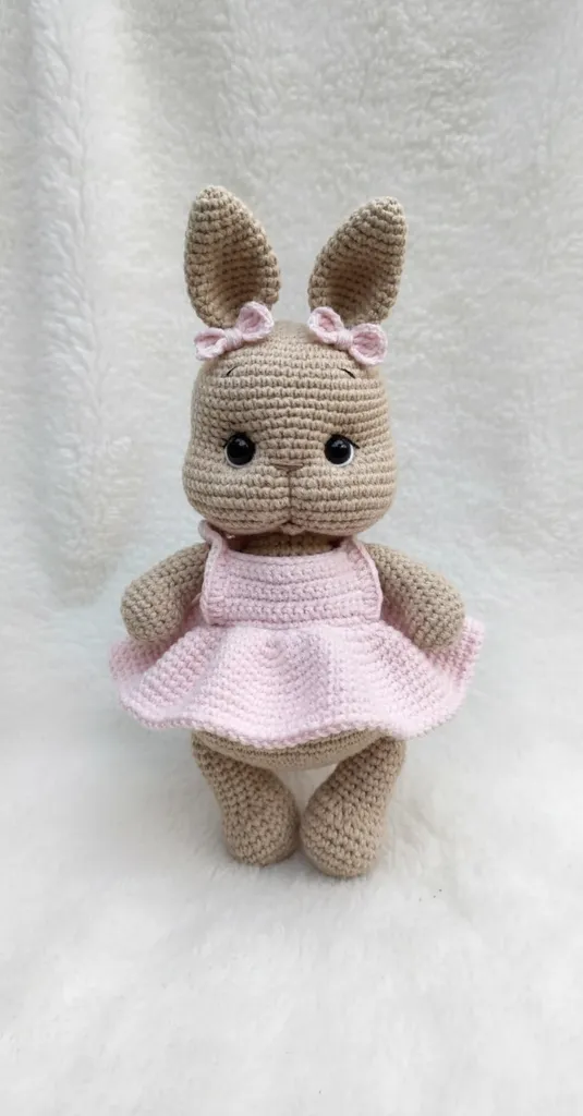 Amigurumi Tavşan Oyuncak - Pembe Elbiseli, 25 cm, El Emeği