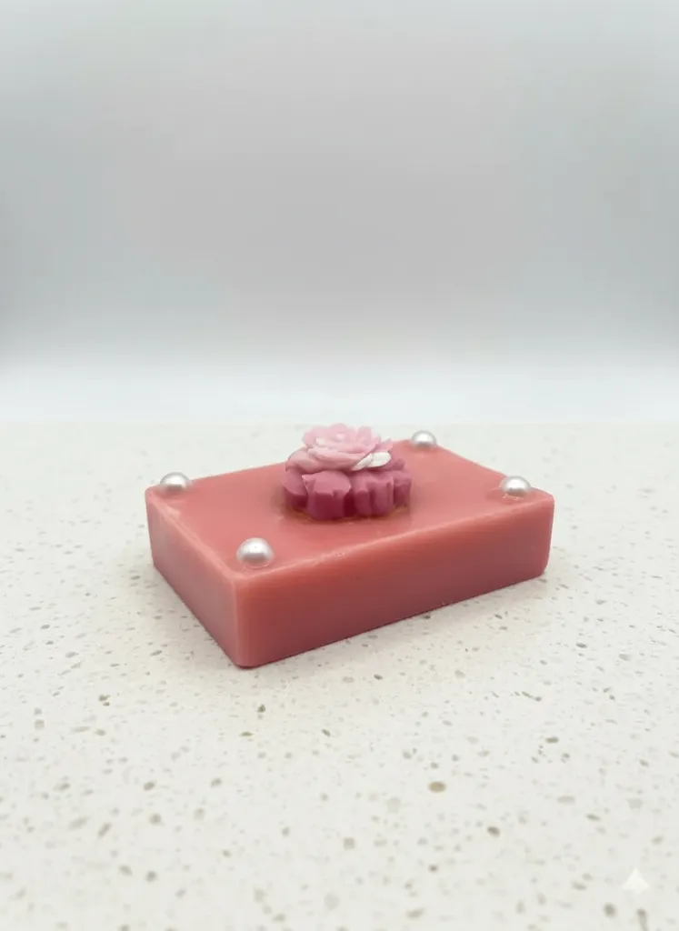 Pembe Gül Motifli Doğal Sabun - El Yapımı Dekoratif Sabun