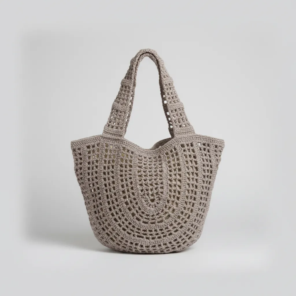 Gri Örgü Omuz Çantası - El Emeği, Şık ve Modern Tasarım