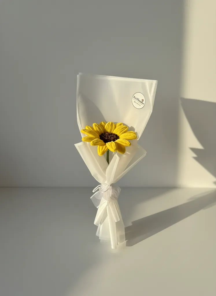 Şönil Sarı Ayçiçeği Buketi - El Emeği Dekoratif Hediye Çiçek