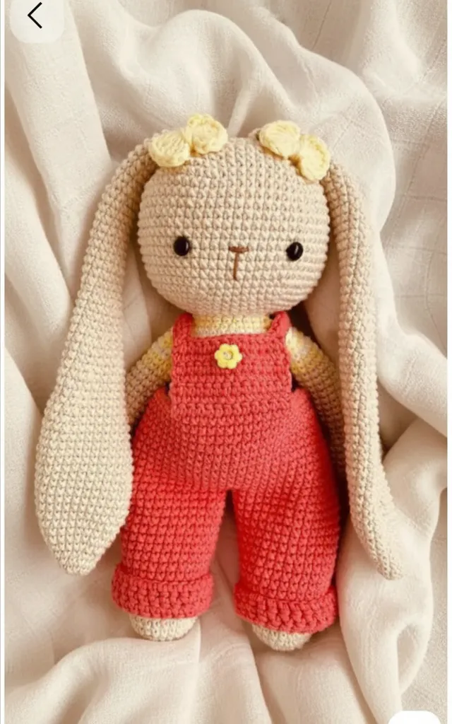 Koton İpten Örülmüş Bahçıvan Tulumlu Oyuncak Tavşan - 24 cm