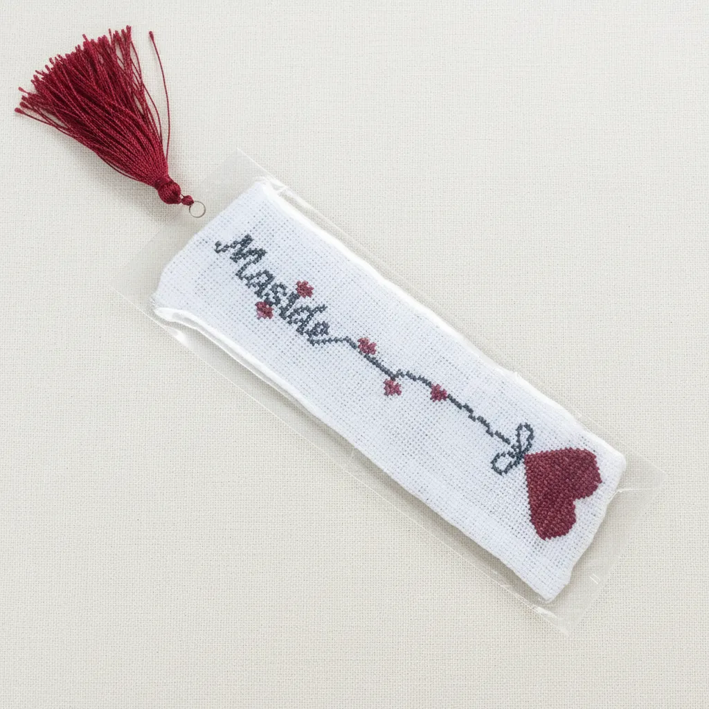 Kişiye Özel İsimli Kanaviçe Ayraç - El İşlemesi Kitap Ayracı