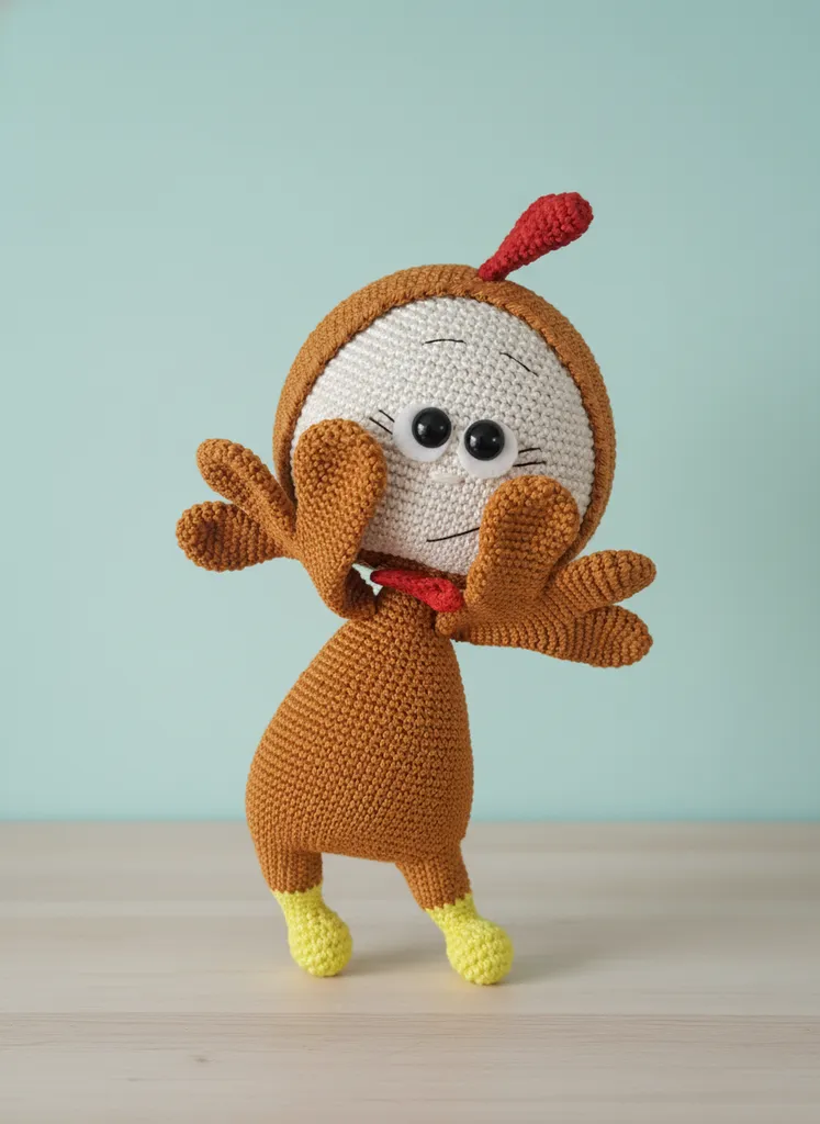 Amigurumi Örgü Tavuk Boni Oyuncak - 25 cm Boyunda, El Emeği
