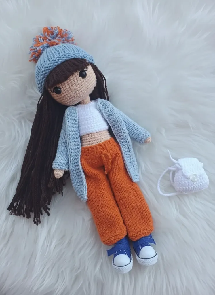 Örme Melodi Bebek - 30 cm Pamuk İplikten El Yapımı Oyuncak Bebek