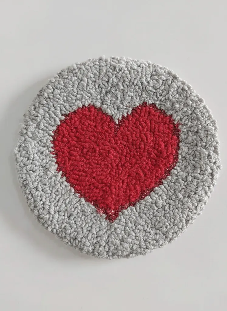 Kalp Desenli Punch Nakışı Bardak Altlığı - El Emeği Hediyelik