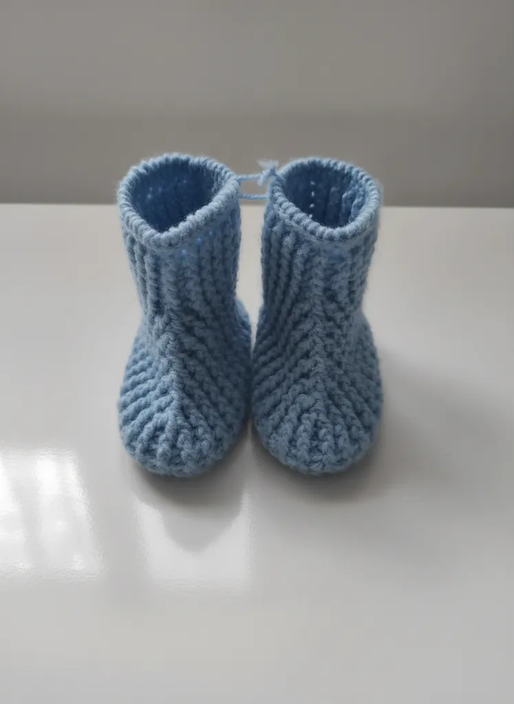 Mavi Örgü Bebek Patiği - Yumuşak ve Sıcak Tutma Özelliği