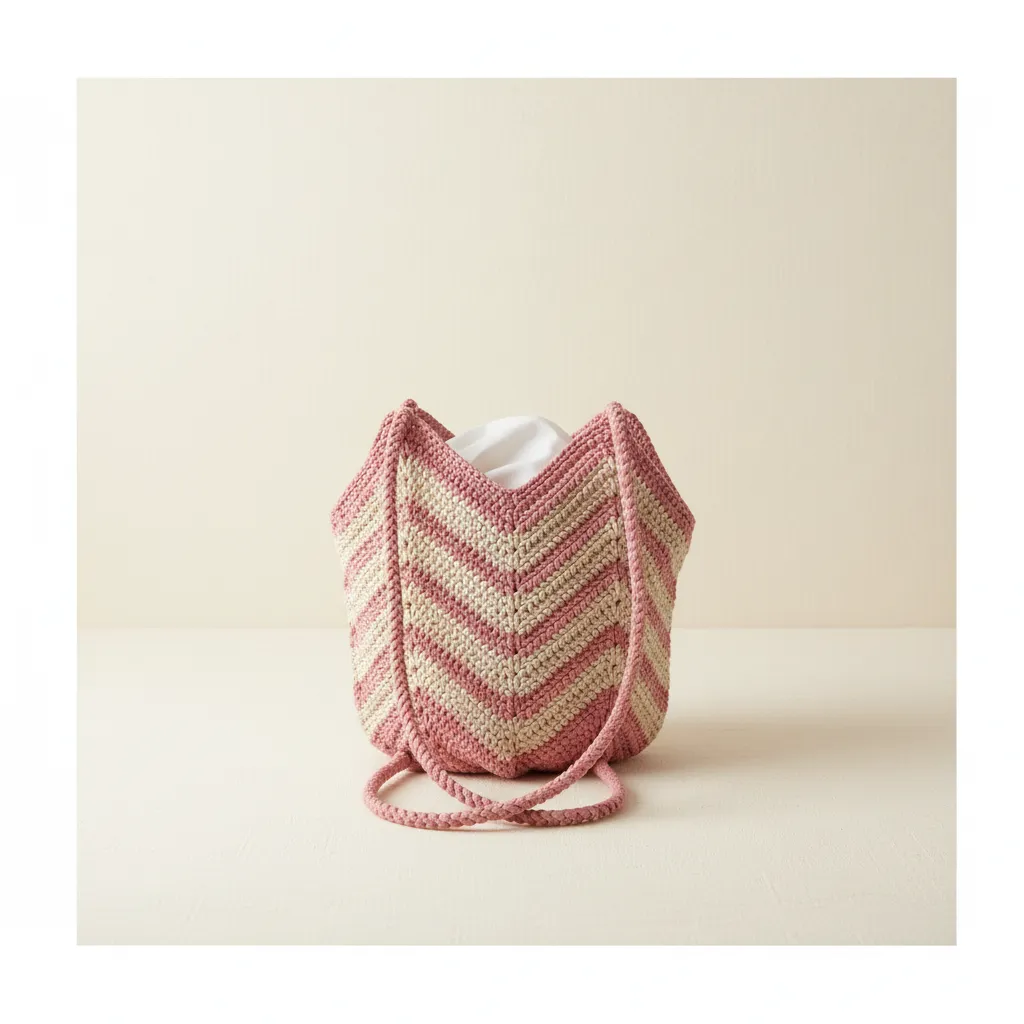 Pembe ve Krem Renkli Makrome Heybe Çanta - El Emeği