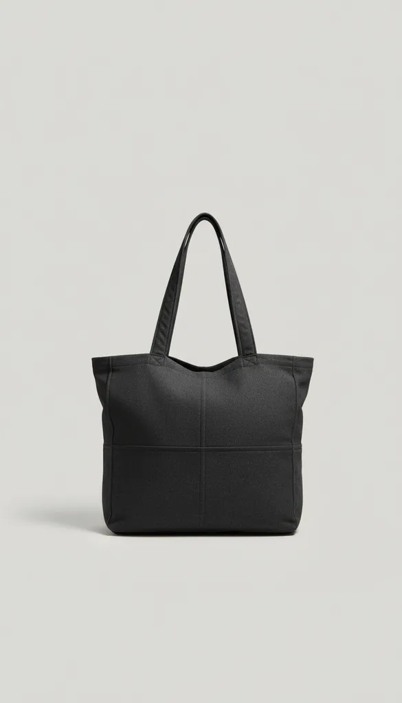 Siyah Kanvas Kumaş Omuz Çantası - El Emeği Tasarım