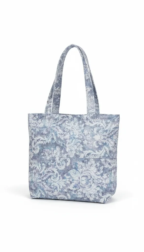 Açık Mavi Desenli Kumaş Omuz Çantası - El Emeği Tasarım