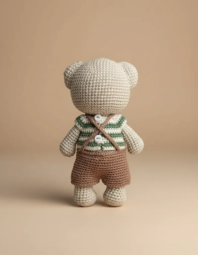 Kahve Tulumlu Amigurumi Oyuncak Ayı - El Yapımı Sevimli Hediye