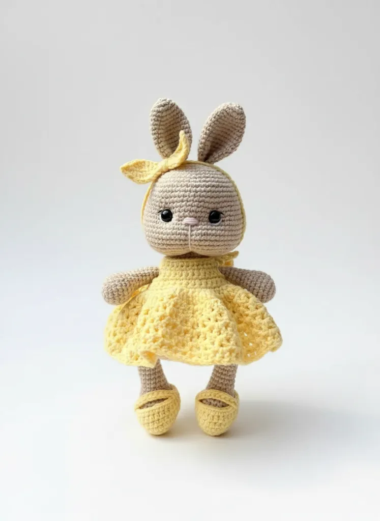 Sarı Elbiseli Amigurumi Oyuncak Tavşan - Organik Pamuk İpliği