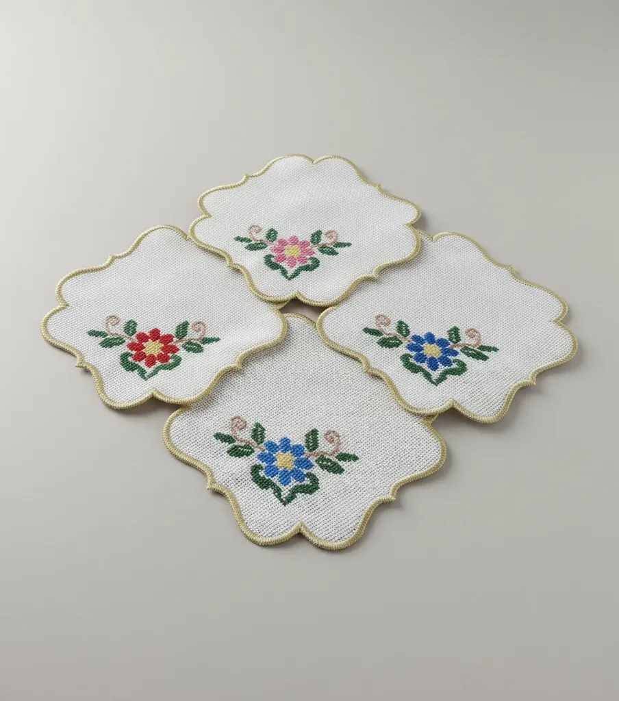 Nakışlı Çiçek Motifli Sunum Peçeteleri - El Emeği Göz Nuru