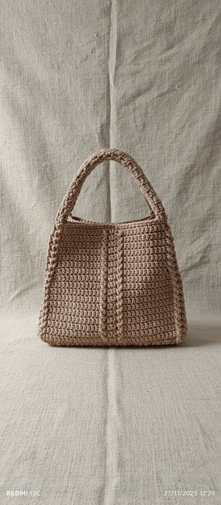 Vizon Rengi Örgü Portföy Çanta 23x17 cm - El Emeği