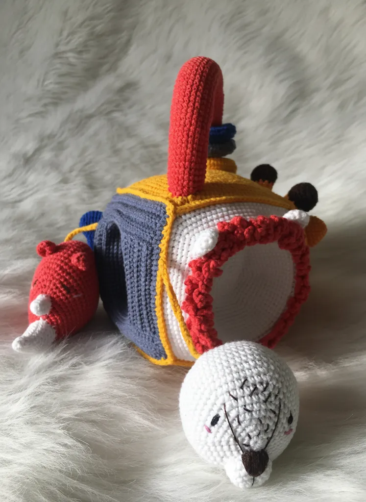 Örme Safari Temalı Aktivite Küpü Oyuncak - El Yapımı Bebek Oyuncak