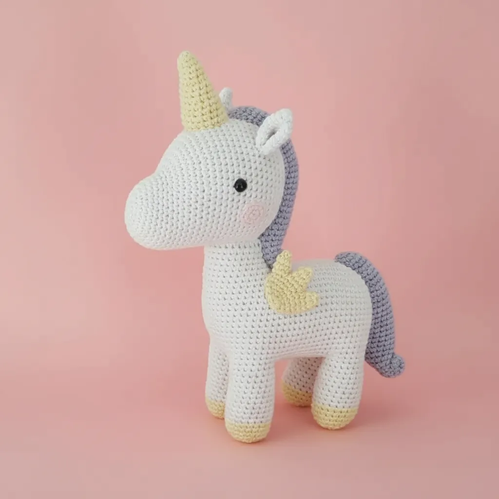 Beyaz Amigurumi Unicorn Oyuncak Bebek - El Yapımı Hediye