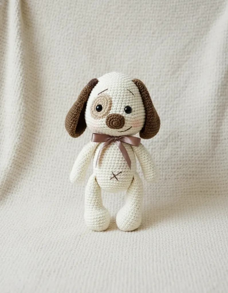 Beyaz Amigurumi Köpek Oyuncak - El Yapımı, Organik Pamuk İp