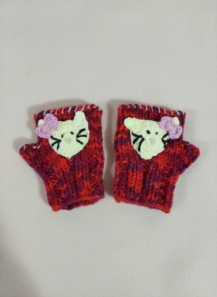 Örgü Çocuk Eldiveni - Parmaksız, Desenli ve El Emeği