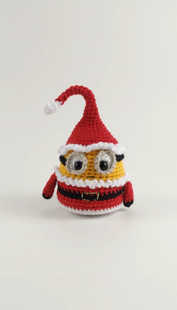 Örgü Minion Anahtarlık - Noel Baba Kostümlü, El Emeği