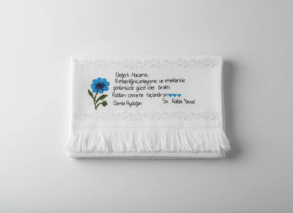 Öğretmenler Günü Hediyesi Nakış İşlemeli Mutfak Havlusu - El Emeği