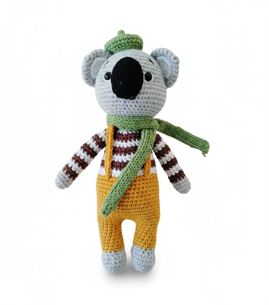 Tulumlu Örgü Koala Amigurumi Oyuncak Bebek - 23 CM Boyunda