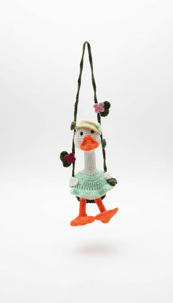 Örme Dedektif Ördek Figürlü Salıncaklı Araç Süsleme Aksesuarı