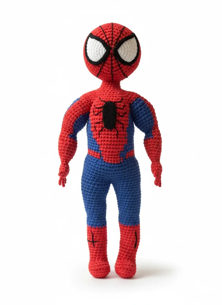 Örümcek Adam Amigurumi Oyuncak Bebek - 30 cm El Emeği