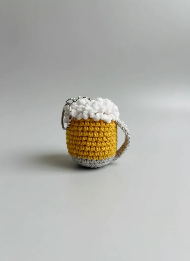 Sarı Bira Bardağı Amigurumi Anahtarlık - El Yapımı Hediyelik