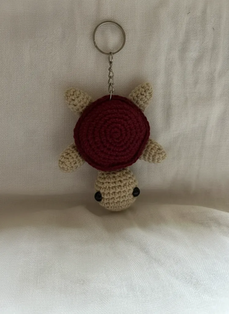 Amigurumi Caretta Caretta Anahtarlık - Bordo ve Bej Renkli - El Emeği