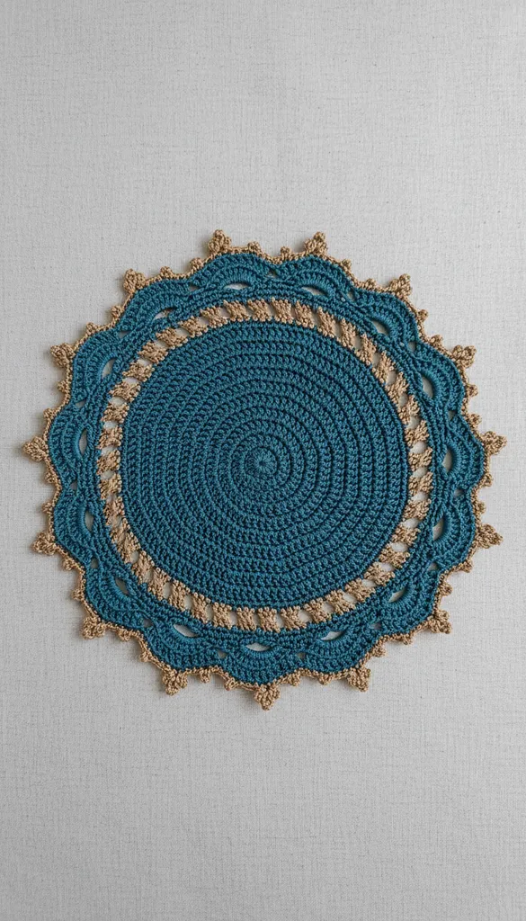 Turkuaz ve Gold Renkli Örgü Servis Supla - Şık Sunumlar İçin