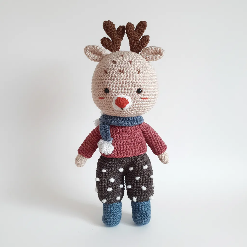 Örme Geyik Oyuncak - Dekoratif Amigurumi Geyik Bebek - El Emeği