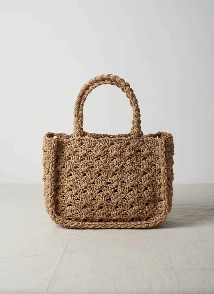 Kahverengi Örgü Omuz Çantası - El Emeği İle Özel Tasarım
