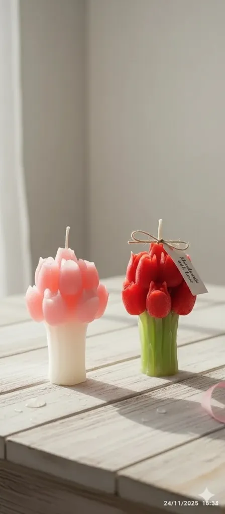 Lale Buketi Mum - Soya Wax El Yapımı Dekoratif Mum